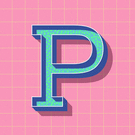 Lettre P graphique sur fond rose et lumineux